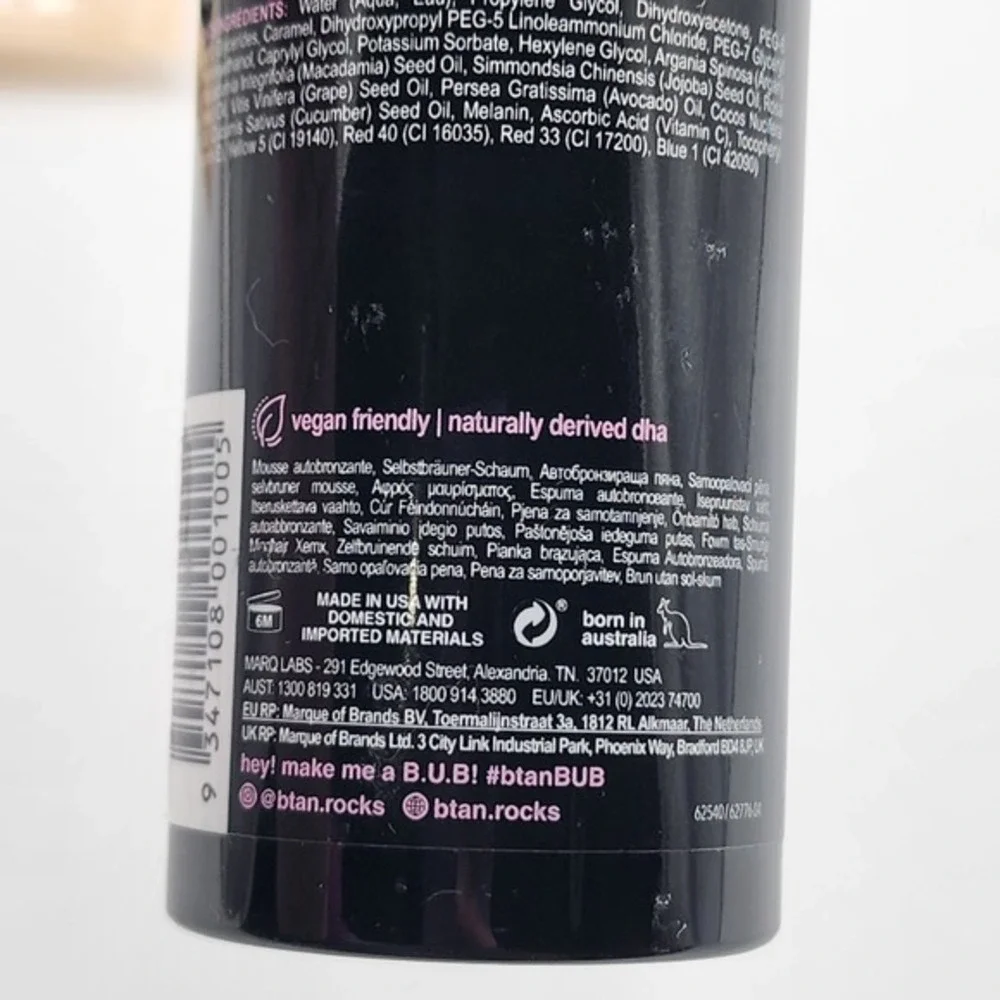 B Tan Self Tan Mousse I Want the Darkest‎ Tan Possible 1 Hour 6.7 Fl Oz Mitt New